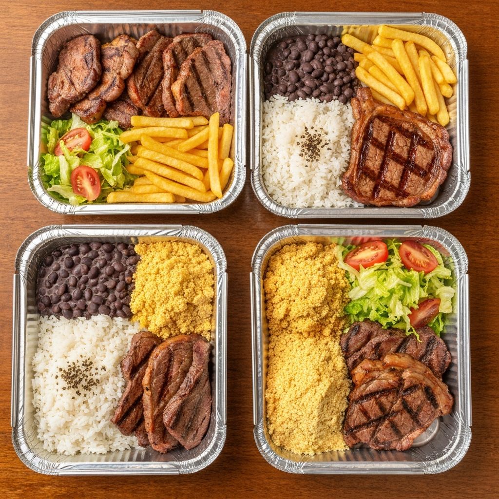 Kit Familia 3 Marmitex Grande Com Churrasco